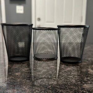 3 Black Wire Pen Holders Desk Organizers NWOT